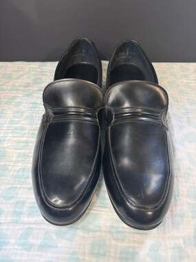 Florsheim Men's Black Leather Moc Toe Slip-On Loafers